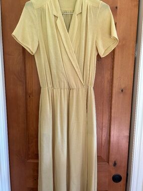 Vintage 1970s Pale Yellow Wrap Dress Made in Italy